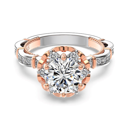 “Rosé Crown” 925 Sterling Silver 8mm 5A Cubic Zirconia Engagement Ring