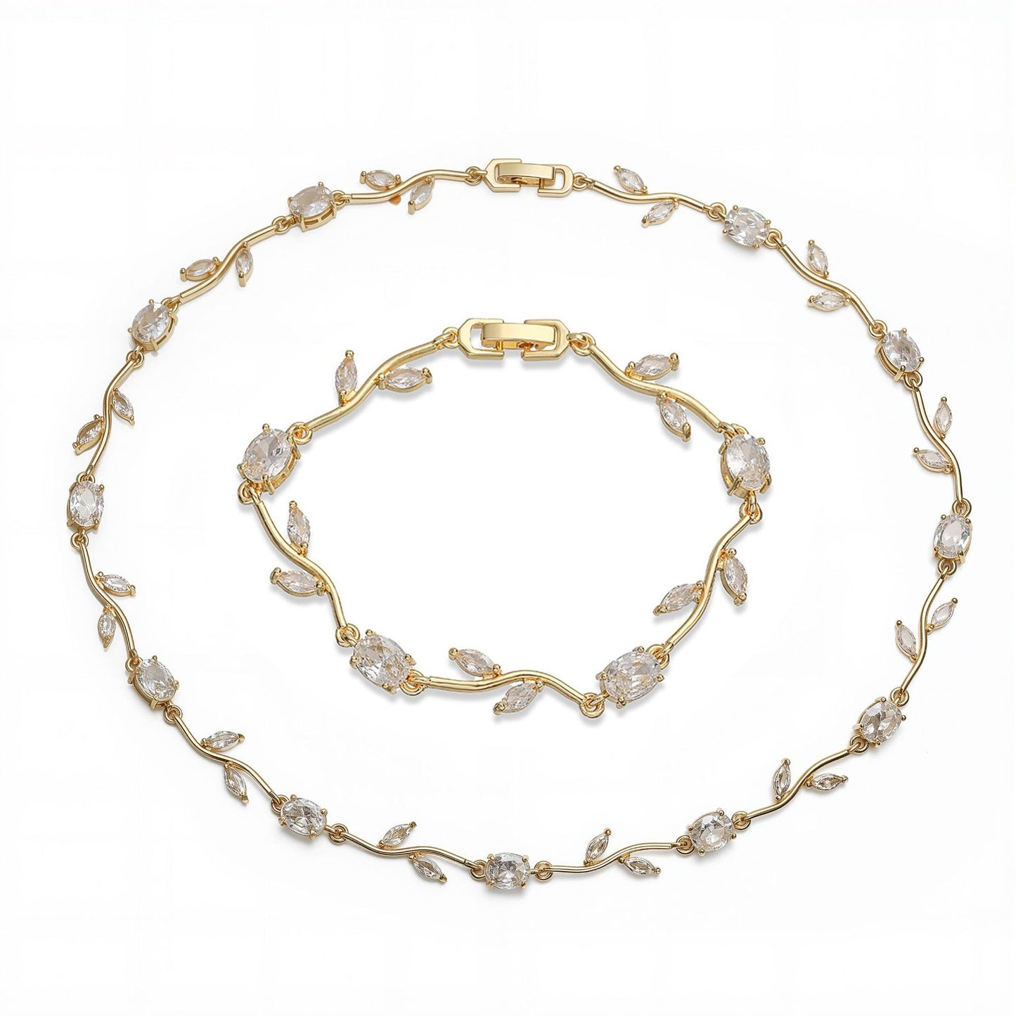 Tulip Reverie Gold-Plated Brass Multicolor Zircon Necklace / Bracelet
