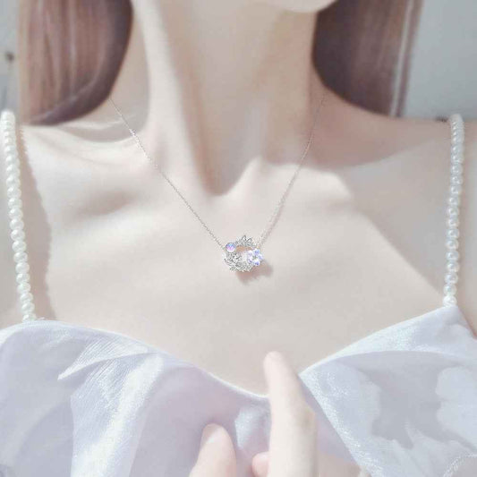 “Sakura Wreath” S925 Sterling Silver Dream Blossom Jewelry Set (Necklace & Earrings)