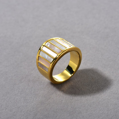 Ivory Column Mother-of-Pearl 18K Gold-Plated Brass Ring