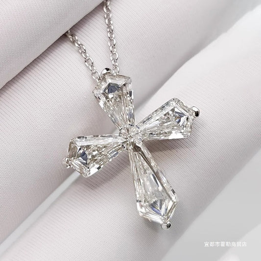 "Edgeless Cross" 925 Sterling Silver Necklace – Seamless Sparkle & Minimalist Faith