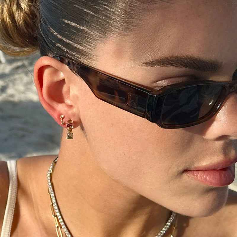 “Prism Mosaic” 925 Sterling Silver Multi-Color Irregular Zircon Hoop Earrings