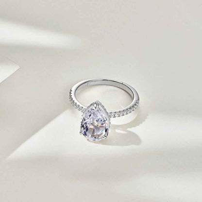 “Frosted Tear” 925 Sterling Silver Ice-Cut Pear Ring
