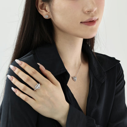 "Twin Hearts" 925 Sterling Silver Heart-Cut Zircon Jewelry Set