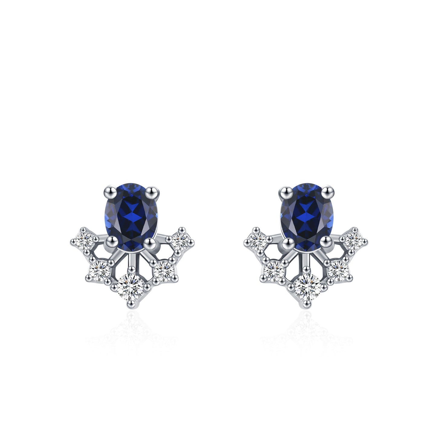 “Royal Solstice” 925 Sterling Silver Sapphire Halo Jewelry Set