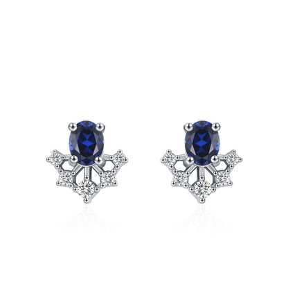 “Royal Solstice” 925 Sterling Silver Sapphire Halo Jewelry Set