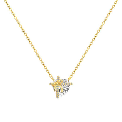 “Heartbound Promise” 925 Sterling Silver 5A Cubic Zirconia Heart Necklace & Ring Set