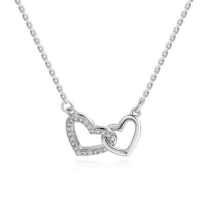 “Linked Hearts” 925 Sterling Silver Double Heart Necklace