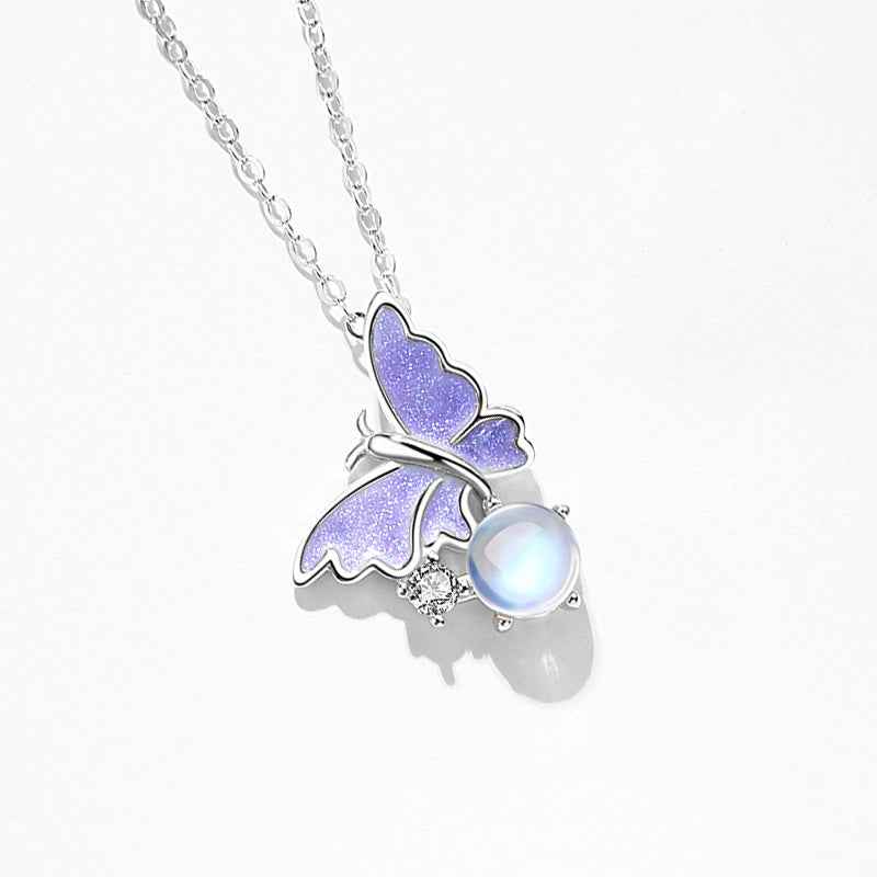 “Butterfly Dream” 925 Sterling Silver Glass Bead Butterfly Necklace