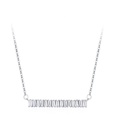 “Sugar Bar Shine” 925 Sterling Silver Baguette Zircon Necklace