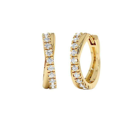 “Luxe Curve” 925 Sterling Silver Pavé Crossover Huggie Earrings