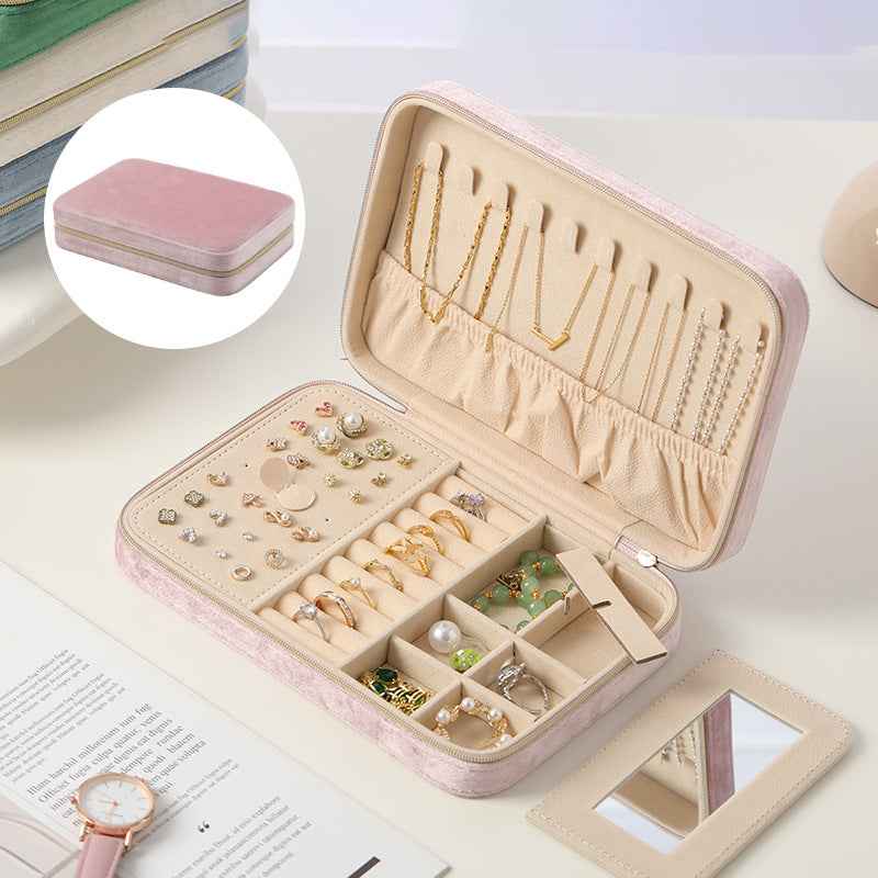Monet Velvet Jewelry Case with Mirror – Travel Organizer