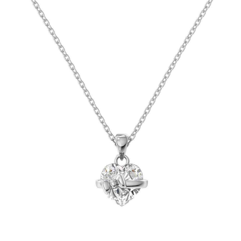 “Ribbon Serenade” 925 Sterling Silver Heart Bow Jewelry Set