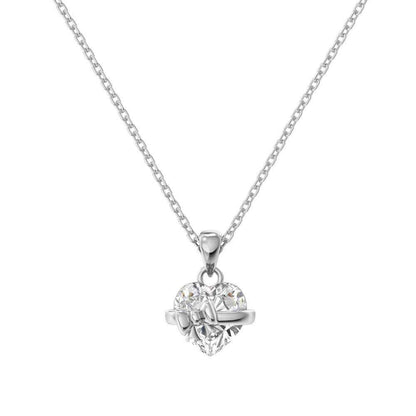 “Ribbon Serenade” 925 Sterling Silver Heart Bow Jewelry Set