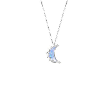 “Stellar Whisper” 925 Sterling Silver Moon & Star Color-Shift Necklace