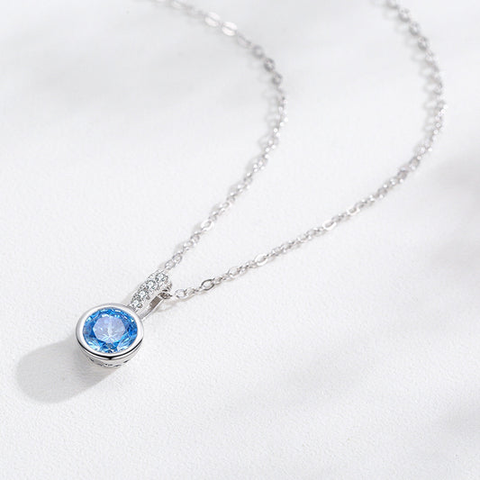 “Azure Halo” 925 Sterling Silver Aquamarine Zircon Jewelry Set