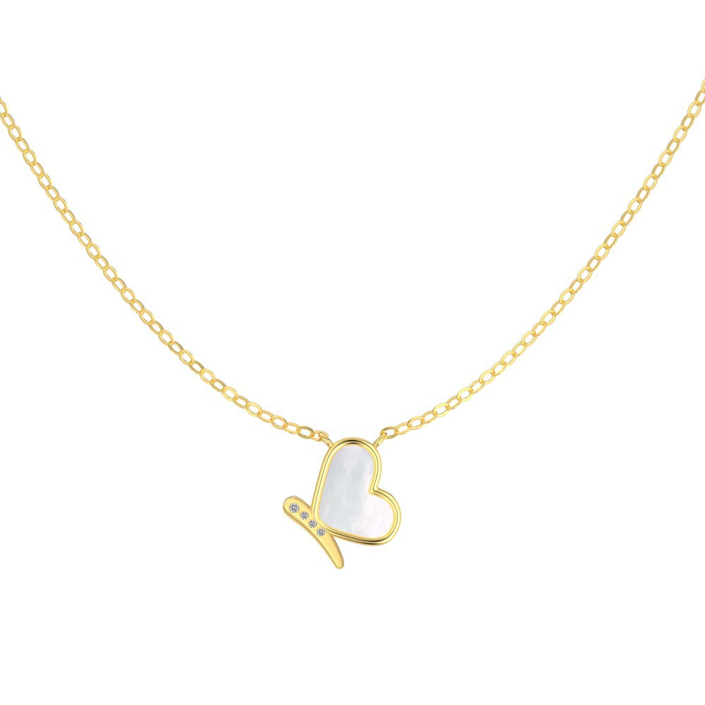 “Butterheart” S925 Sterling Silver Mother-of-Pearl Butterfly Necklace