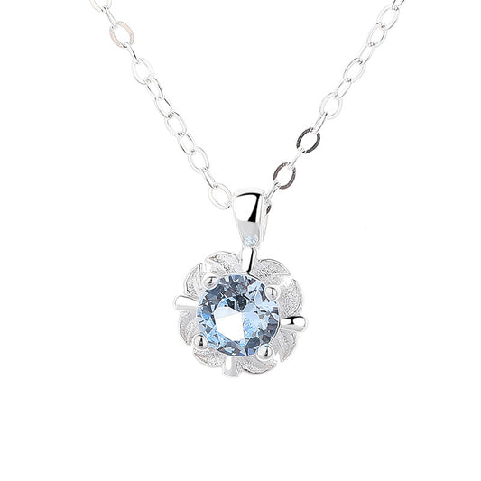 "Blue Tears" 925 Sterling Silver Aquamarine Necklace