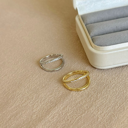 “Lumière Line” S925 Sterling Silver Irregular Line Stackable Ring