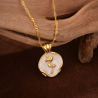“Petal Relic” 925 Sterling Silver Enamel Rose Necklace