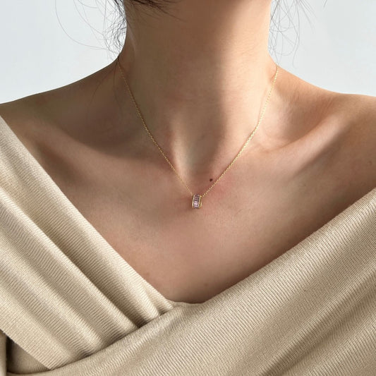 "Fairy Blush" 925 Sterling Silver Pink Zircon Pendant Necklace