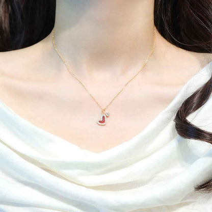 “Berry Palmier” S925 Sterling Silver Ruby-Red Heart Jewelry Set