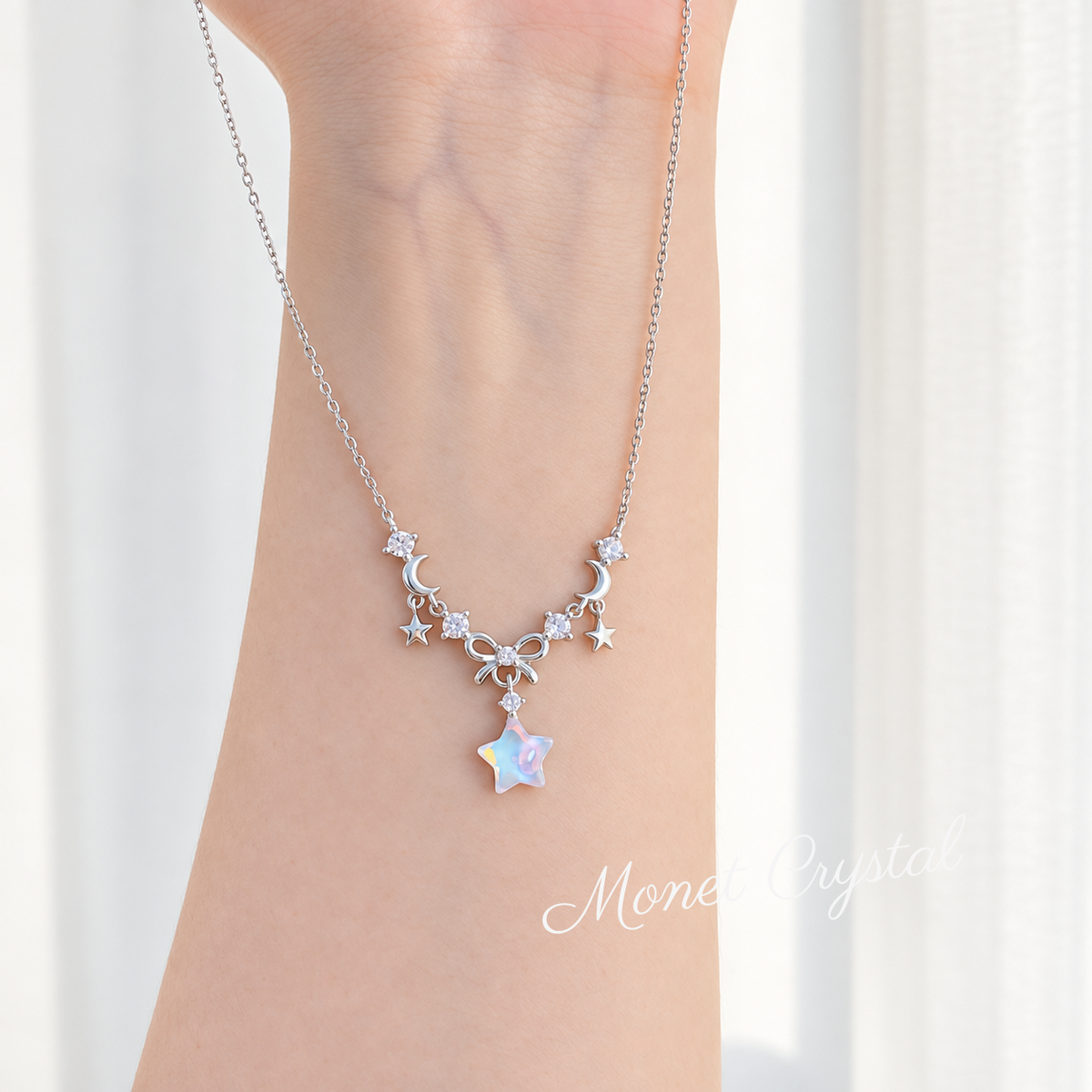 “Ocean Star” S925 Sterling Silver Iridescent Star Necklace