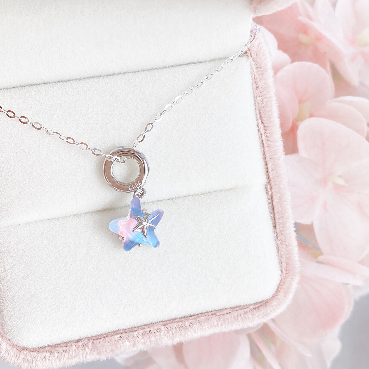 “Ocean Reverie” S925 Sterling Silver Nano Opal Starfish Necklace