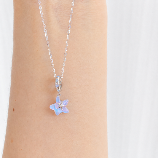 “Ocean Reverie” S925 Sterling Silver Nano Opal Starfish Necklace