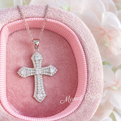 “Old Promise” S925 Sterling Silver Moissanite Cross Necklace