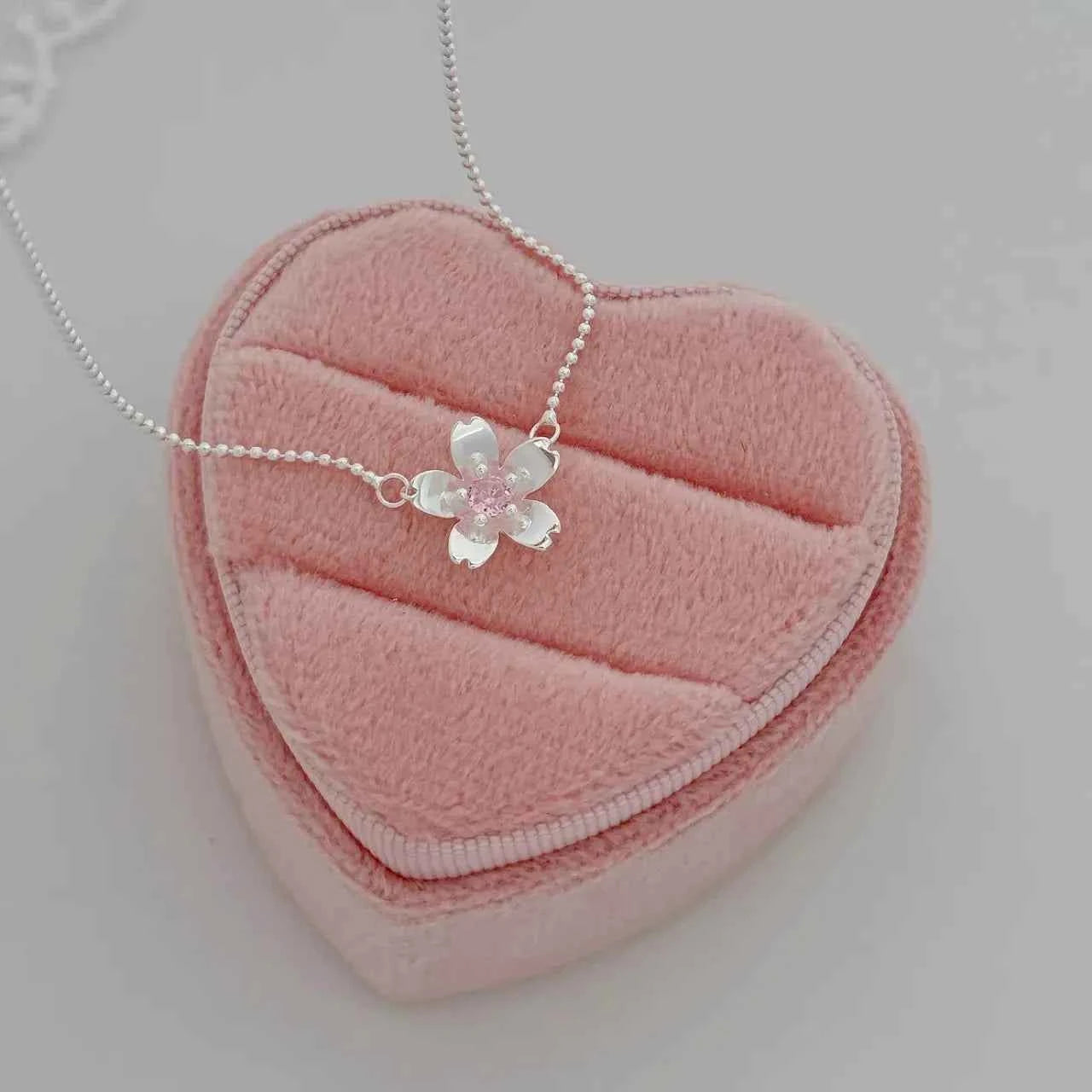 "Peach Blossom Mile" 925 Sterling Silver Necklace – Sweet-Girl Romance