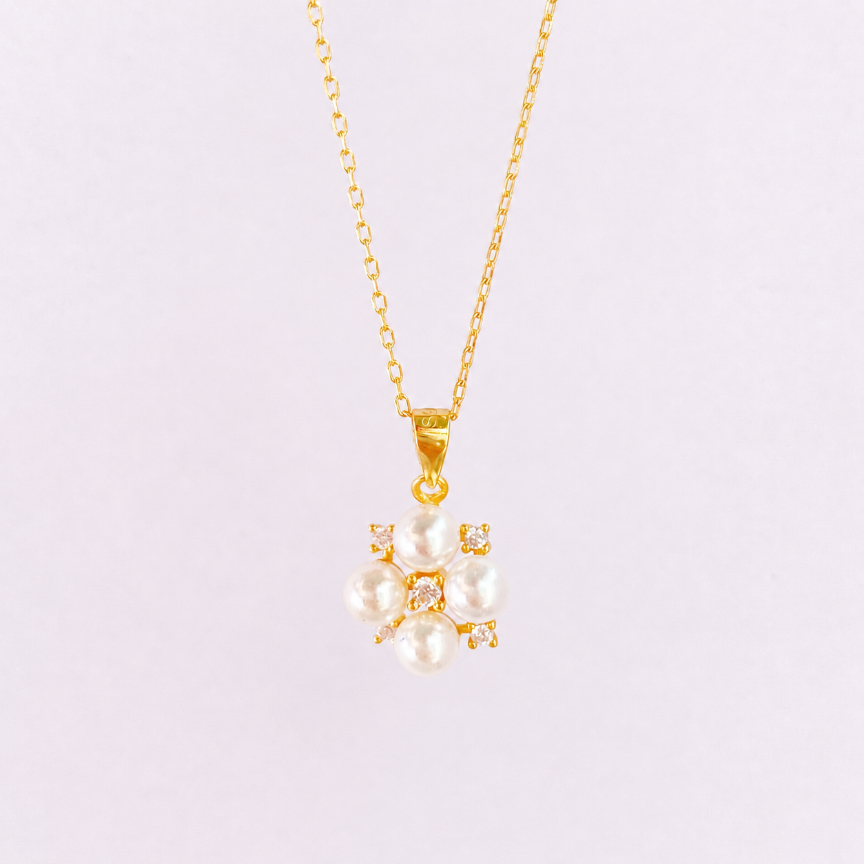“Pearl Constellation” S925 Sterling Silver Shell Pearl & 5A Zircon Cluster Necklace