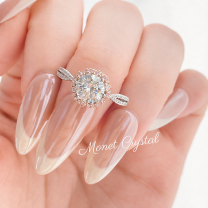 “Petal Waltz” S925 Sterling Silver Moissanite Floral Twist Ring