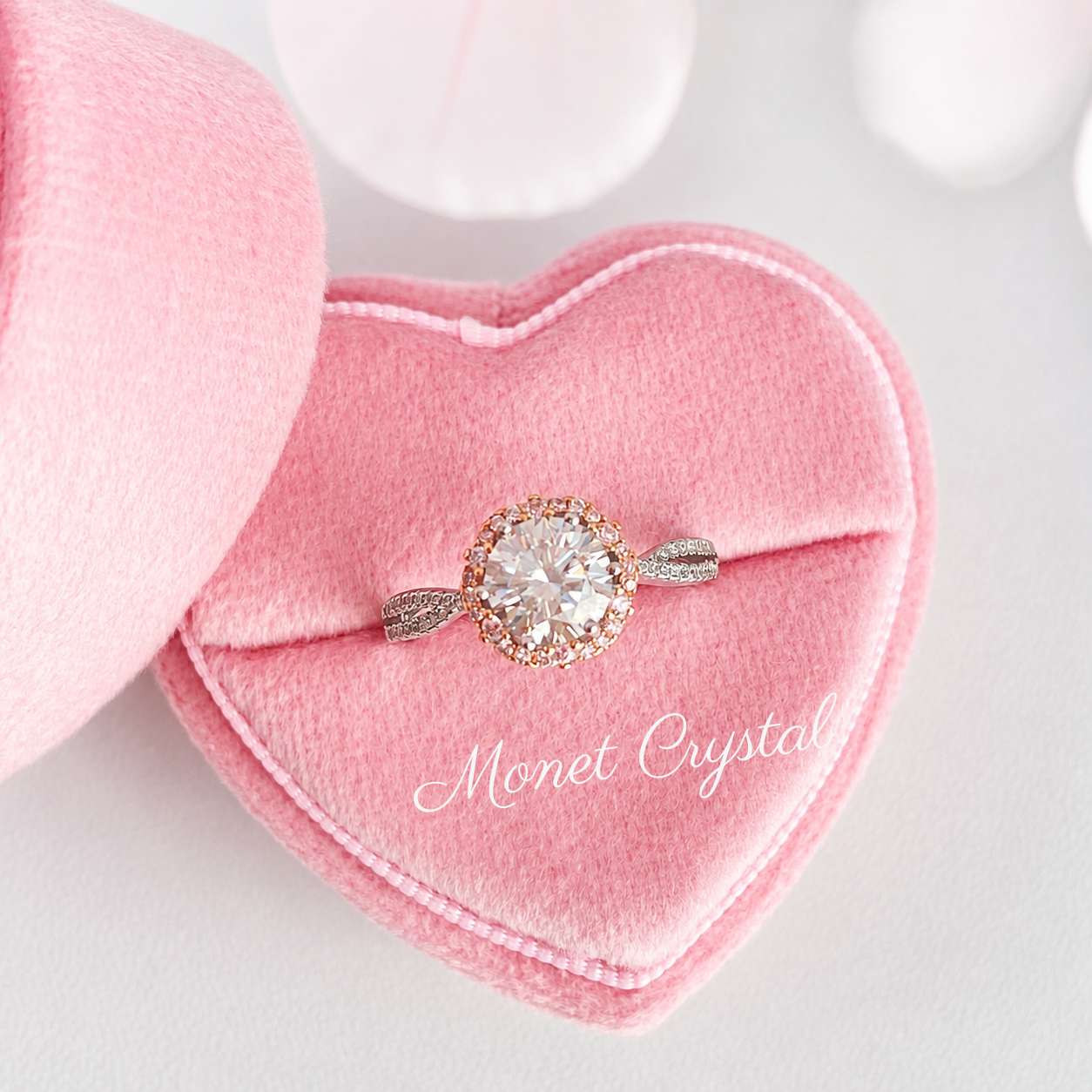 “Petal Waltz” S925 Sterling Silver Moissanite Floral Twist Ring