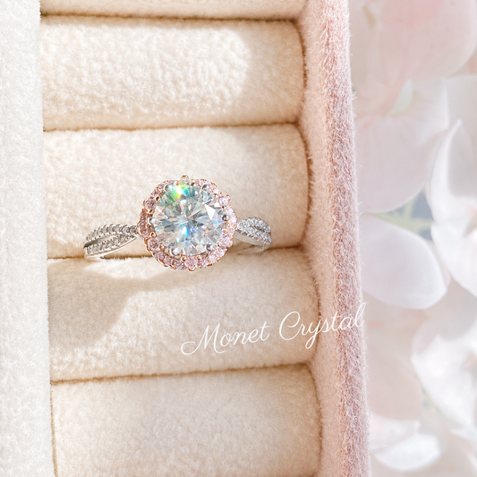 “Petal Waltz” S925 Sterling Silver Moissanite Floral Twist Ring