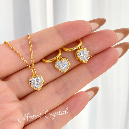 “Pure Heart” S925 Sterling Silver 5A Zircon Necklace & Earrings Set