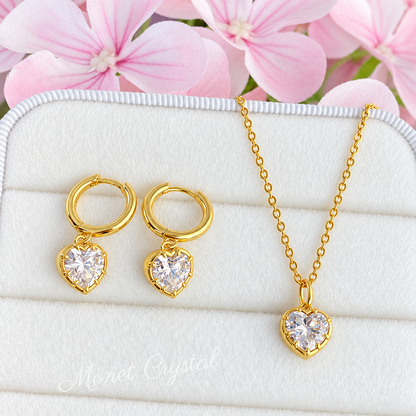 “Pure Heart” S925 Sterling Silver 5A Zircon Necklace & Earrings Set