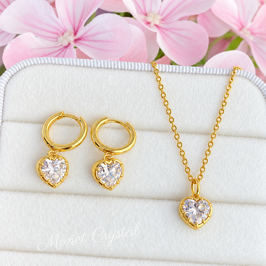 “Pure Heart” S925 Sterling Silver 5A Zircon Necklace & Earrings Set