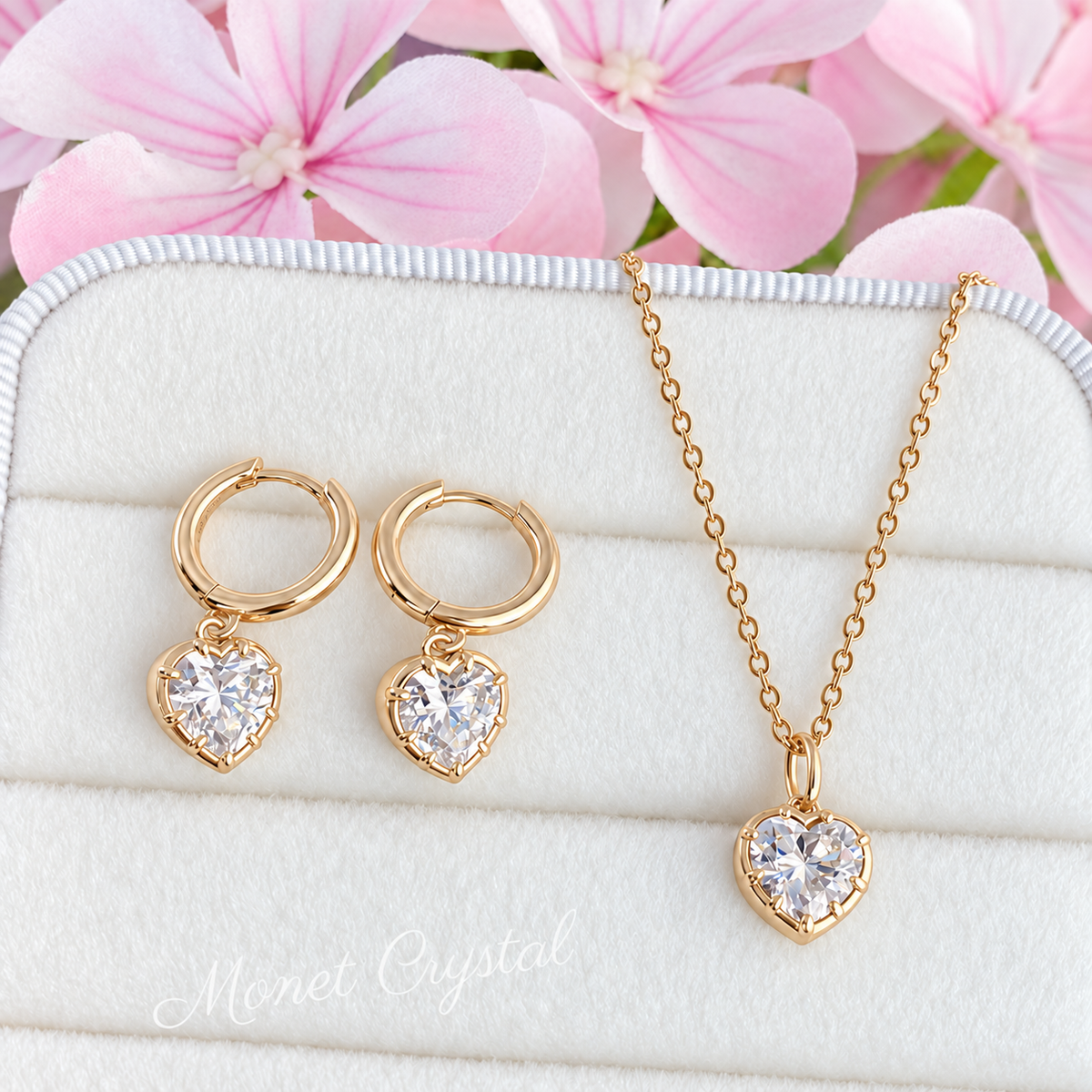 “Pure Heart” S925 Sterling Silver 5A Zircon Necklace & Earrings Set