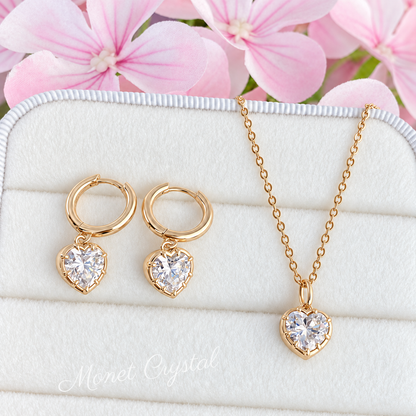 “Pure Heart” S925 Sterling Silver 5A Zircon Necklace & Earrings Set