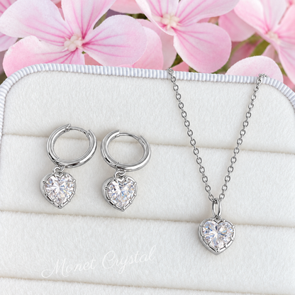 “Pure Heart” S925 Sterling Silver 5A Zircon Necklace & Earrings Set