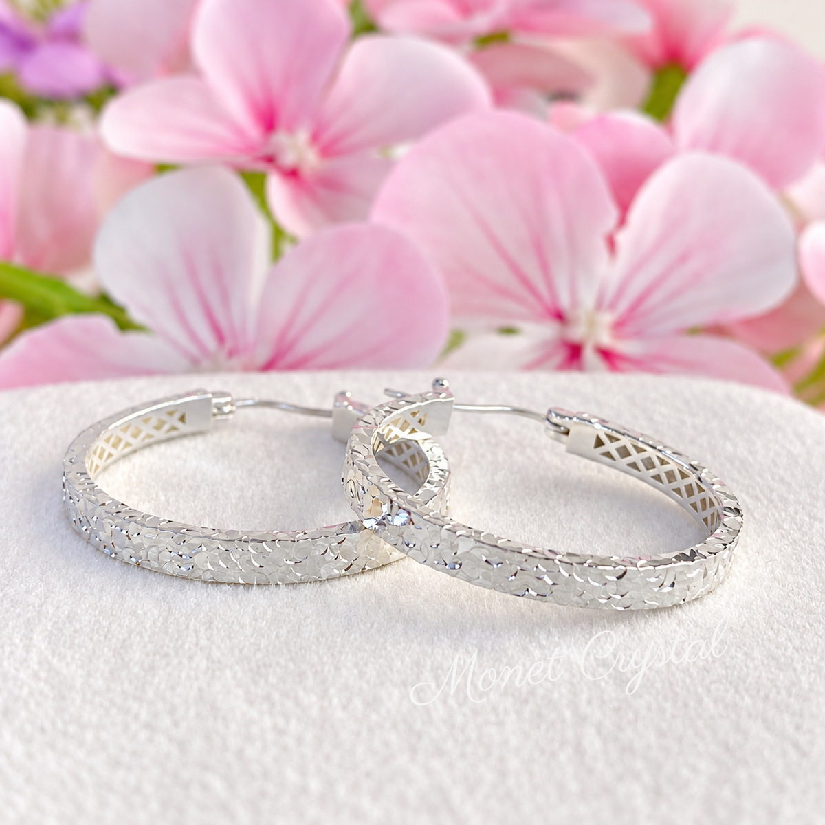 “Quiet Form” S925 Sterling Silver Textured Hoop Earrings