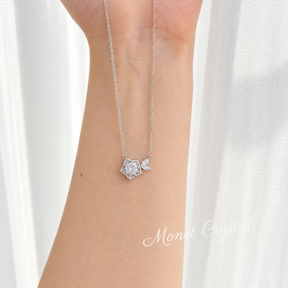 “Quiet Rose” S925 Sterling Silver Zircon Rose Necklace