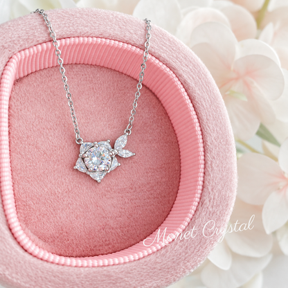 “Quiet Rose” S925 Sterling Silver Zircon Rose Necklace