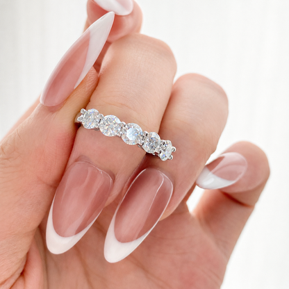 “Quintet Lumière” 14K Gold Plated Brass D-Color Moissanite Ring