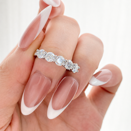 “Quintet Lumière” 14K Gold Plated Brass D-Color Moissanite Ring