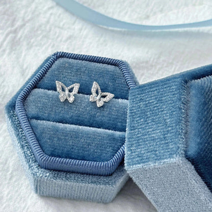 "Radiant Butterfly" 999 Pure Silver Openwork Zircon Butterfly Stud Earrings - Unique and Sparkling