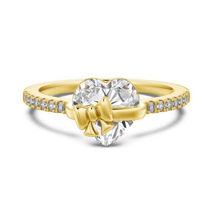 Ribbon Serenade S925 Sterling Silver Heart Bow Ring