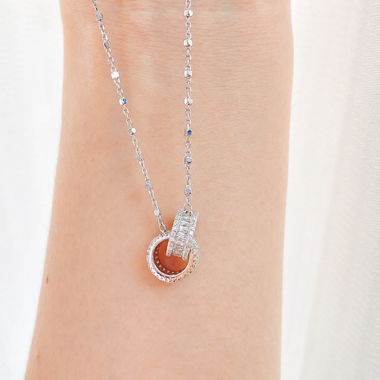 “Roma Link” S925 Sterling Silver Interlocking Circle Necklace