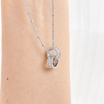 “Roma Link” S925 Sterling Silver Interlocking Circle Necklace